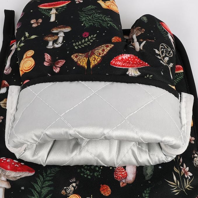Mushroom Oven Mitts and Pot Holders Sets Cute Oven Gloves Heat Resistant 4 Pcs - Image 5