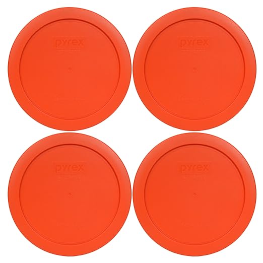 Pyrex 7201-PC 4 Cup Pumpkin Orange Food Storage Replacement Lids by Pyrex