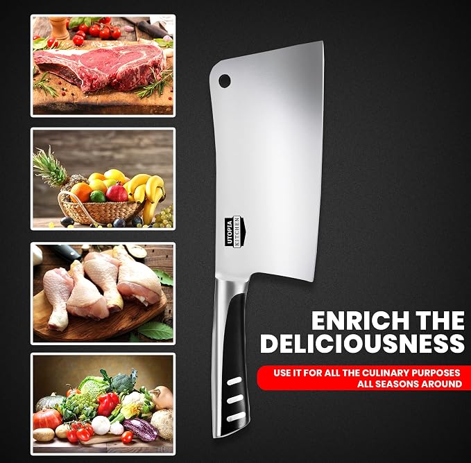 Utopia Kitchen 7 inch Cleaver Knife Stainless Steel Chef Butcher Knives - Image 3