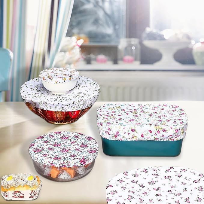 10Pcs Reusable Bowl Covers In 5 Size, Stretch Cloth Fabric Dish Cover Kitchen - Image 7