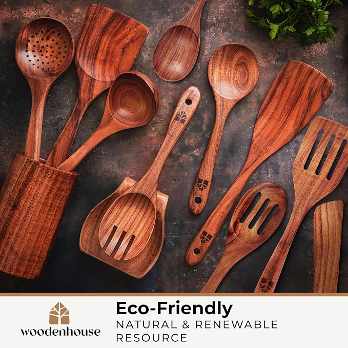 Wooden Spoons for Cooking – Wooden Cooking Utensils Set - Image 8