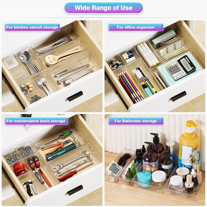 25 PCS Clear Plastic Drawer Organizer Set - Image 7