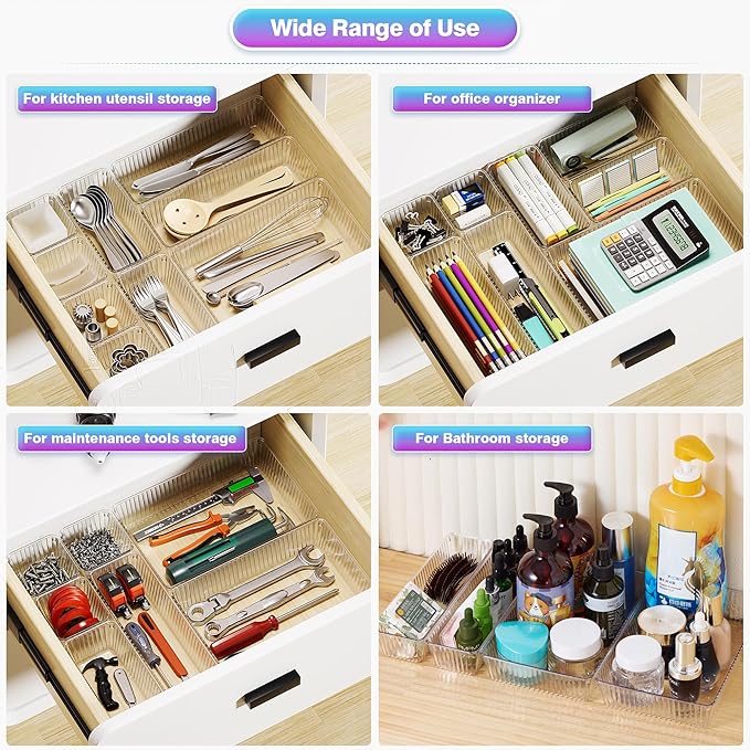 47 PCS Clear Plastic Drawer Organizer Set - Image 7
