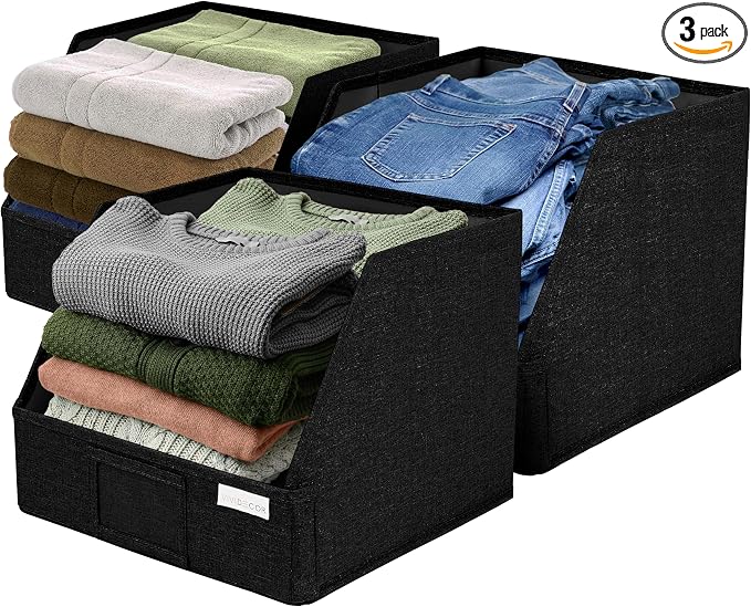 VIVIDECOR Open Front Trapezoid Closet Bins 12x12x10 – Closet Shelf Organizer by VIVIDECOR
