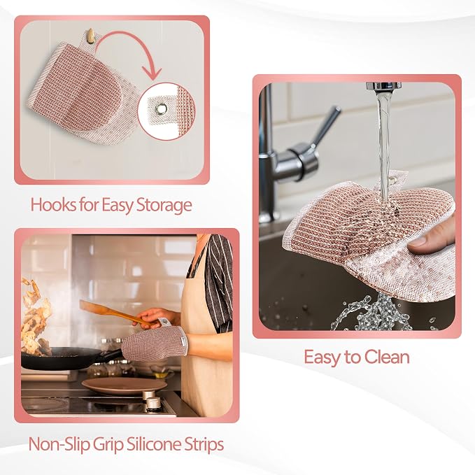 Casa Platino Cute Oven Mitts & Pot Holders, 4-Piece – Oven Mitts Heat Resistant - Image 6