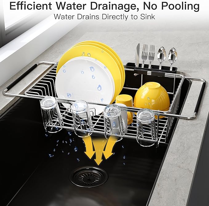 JASIWAY Dish Drying Rack in Sink, Expandable Stainless Steel Dish Drainers - Image 6