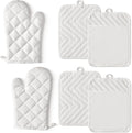 GROBRO7 6Pcs Cotton Oven Mitts and Pot Holders Set Heat Resistant Hot Pads by GROBRO7