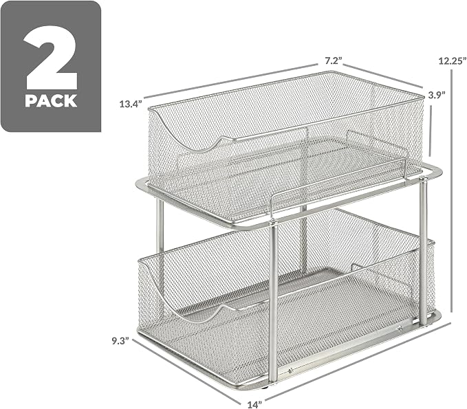 Sorbus 2 Sets of 2 Tier Metal Under Sink Organizer - Image 3