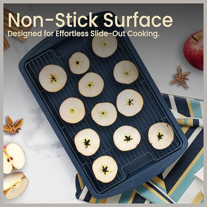 Cookie Sheet with Wire Rack Set, 2-Piece Nonstick Blue Marble Carbon Steel Pan - Image 7