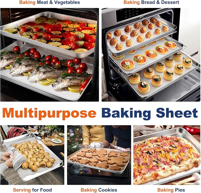 P&P CHEF 19.6 Inch Baking Cookie Sheet, Oven Pan Tray Stainless Steel Sheet Pan - Image 7