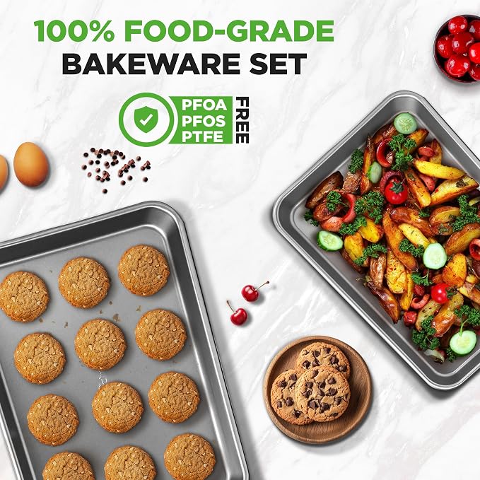 NutriChef 2-Piece Large & Medium Cookie Sheets - Image 5