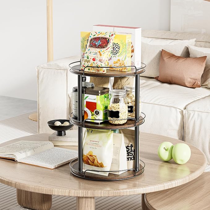LAMU 10'' Wood Lazy Susan Turntable Organizer - Image 6
