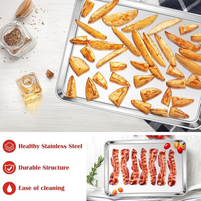 E-far Cookie Sheet for Baking, 18”x13” Stainless Steel Baking Sheet Pan for Oven - Image 4