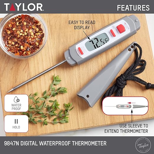 Taylor 9847 Waterproof Digital Instant Read Meat Food Grill BBQ Kitchen Cooking - Image 3