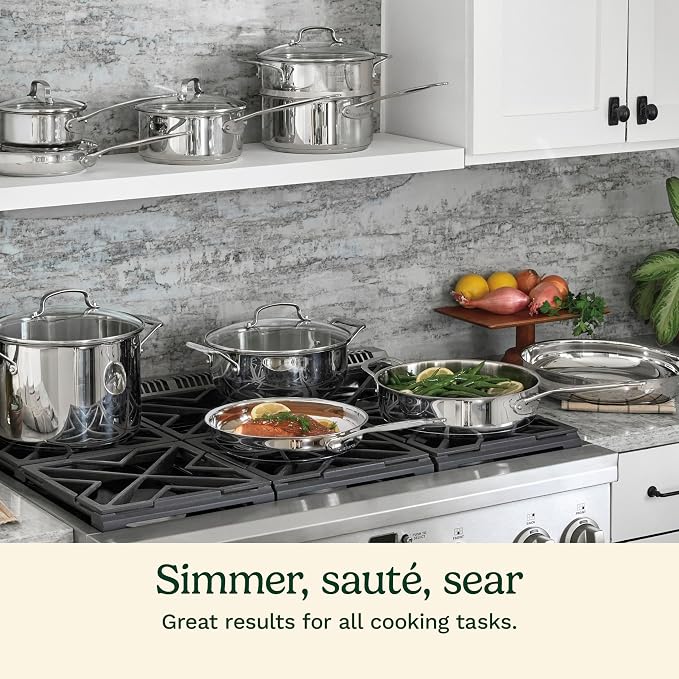 Cuisinart 17-Piece Stainless Steel Cookware Set, Chef's Classic Steel Collection - Image 5