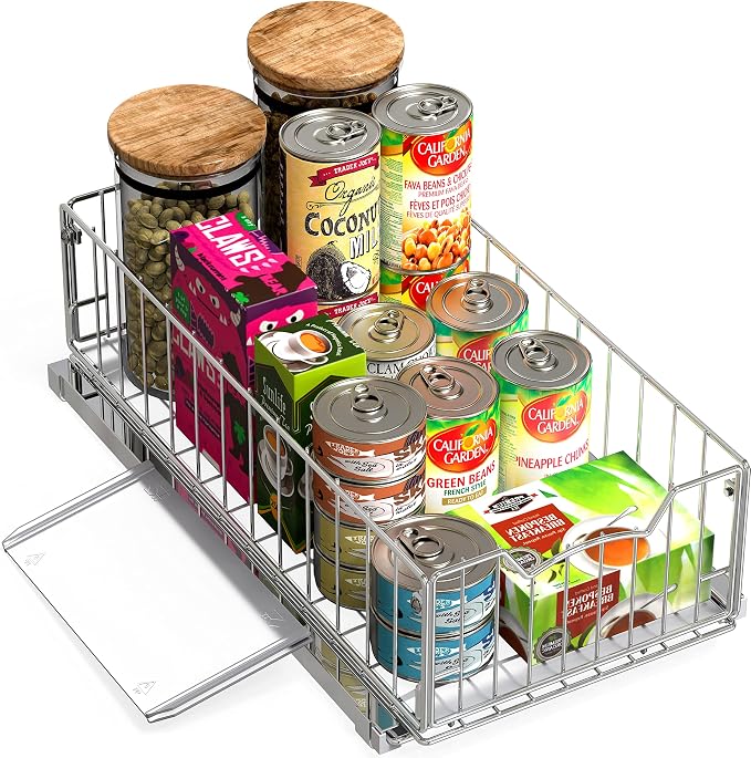 Simple Houseware Pull-Out Cabinet Sliding Basket Organizer, 17.2" D x 9.7" W x - Image 5