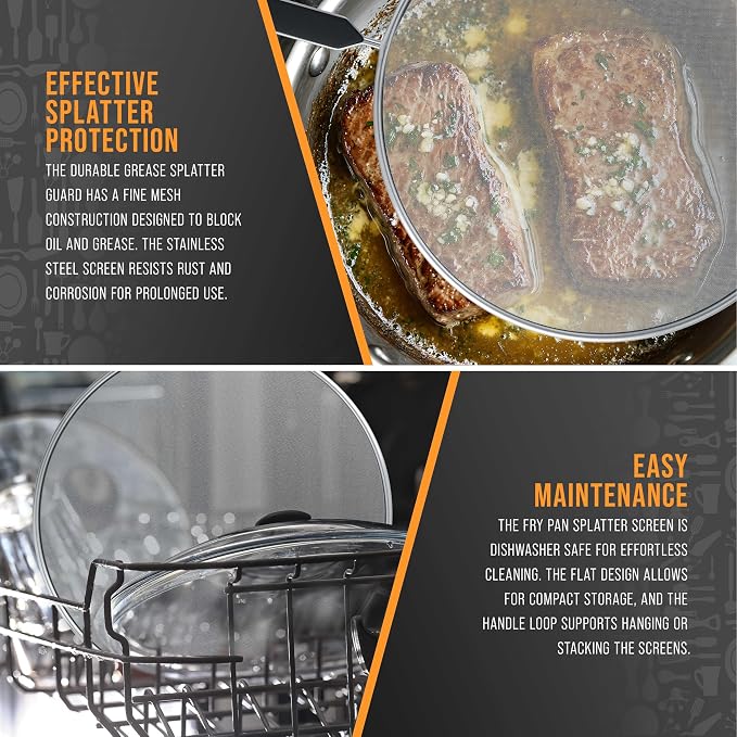 U.S. Kitchen Supply 4-Piece Stainless Steel Splatter Guard Set Fine Mesh Cover - Image 5