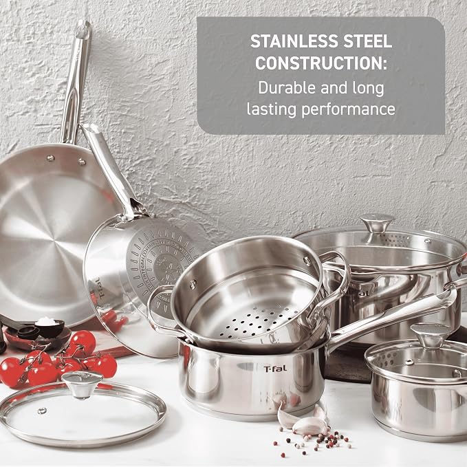 T-Fal Gourmet Stainless Steel Fry Pan 12.5 Inch Induction Compatible Skillet Pan - Image 2
