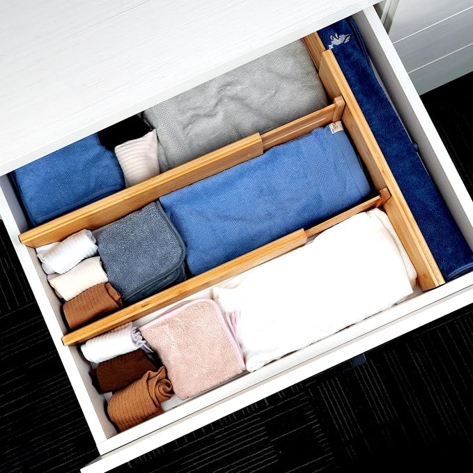 Utoplike Bamboo Drawer Dividers Large, Spring Loaded, Works in Bathroom - Image 4