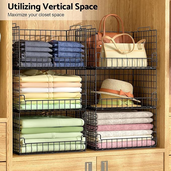 4-Tier Stackable Closet Organizers and Storage Basket - Image 4
