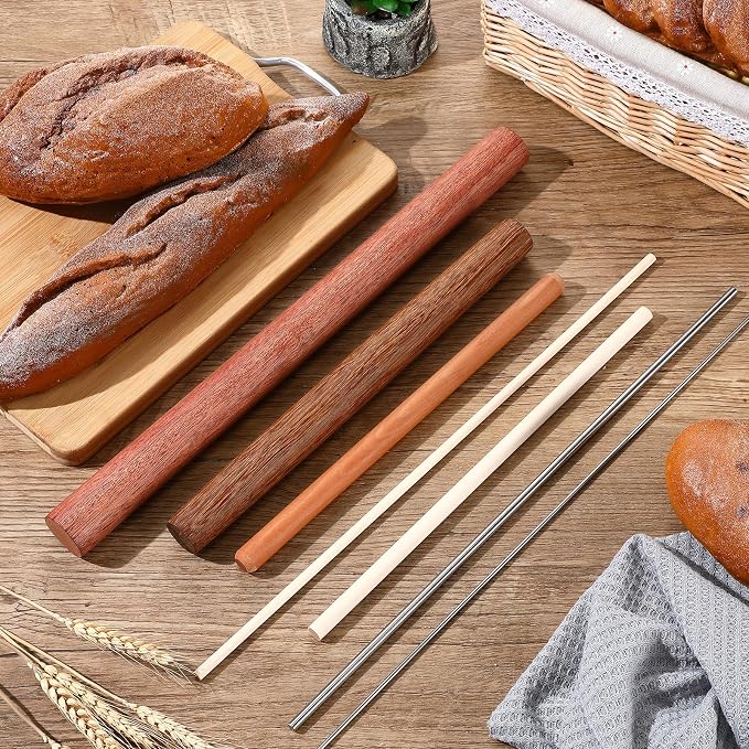 Baderke 7 Pcs Italian Rolling Pins Set Wood and Stainless Steel Pasta Rolling - Image 4