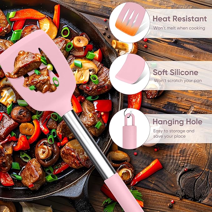 TeamFar Kitchen Utensils Set of 8, Silicone Utensils Kitchen Tools Set - Image 3