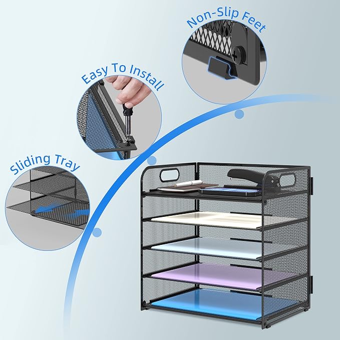 Supeasy 5 Trays Paper Organizer Letter Tray - Image 3