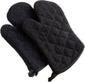 DII Terry Oven Mitts Set of 2, 7x13 Quilted Cotton Oven Gloves, Black
