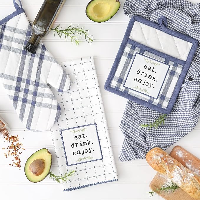 DII Home Sweet Farmhouse Kitchen Collection, Potholder/Oven Mitt/Dishtowel Set - Image 3