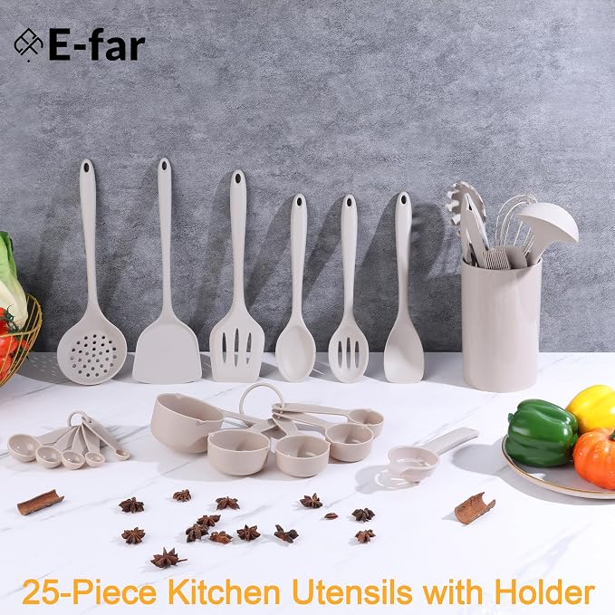 E-far Silicone Cooking Utensils Set, 25 Piece Kitchen Utensils - Image 4