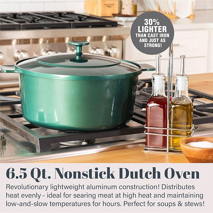 Granitestone Dutch Oven, 6.5 Quart Ultra Nonstick Enameled Lightweight Aluminum - Image 2