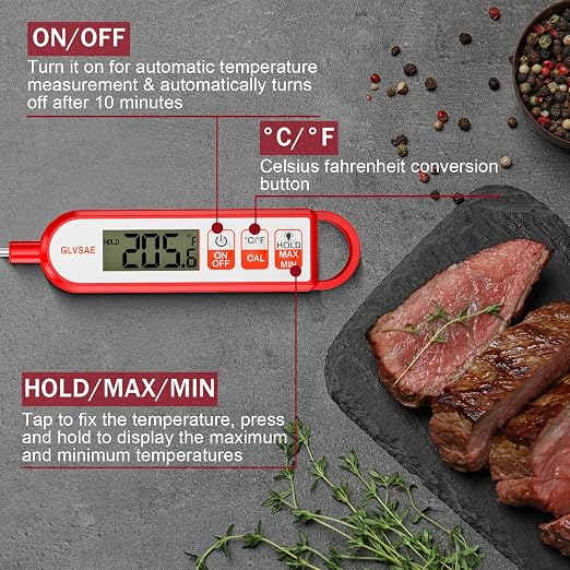 GLVSAE Digital Meat Thermometer Instant Readings in 1-2 Seconds Food Thermometer - Image 4