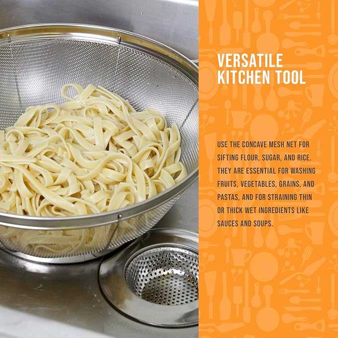 U.S. Kitchen Supply Set of 3 Stainless Steel Colander Strainers Net Baskets 5 - Image 3