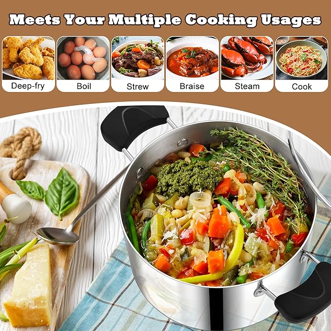 8 Quart 3-Ply Cooking Stock Pot - Image 5