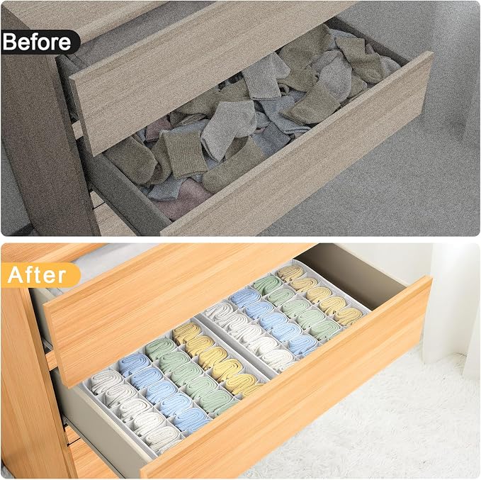 Joyoldelf Sock Drawer Organizer Divider Underwear Organizer 24-cell Fabric - Image 5