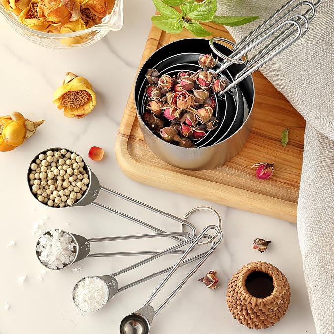 8PCS Measuring Cups, OHOLA Stainless Steel Measuring Cups and Spoons Set - Image 9