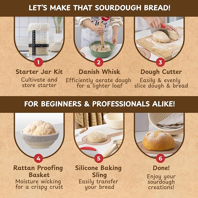 Complete Sourdough Bread Starter Kit, Glass Sourdough Starter Jar Kit & Tons of - Image 3