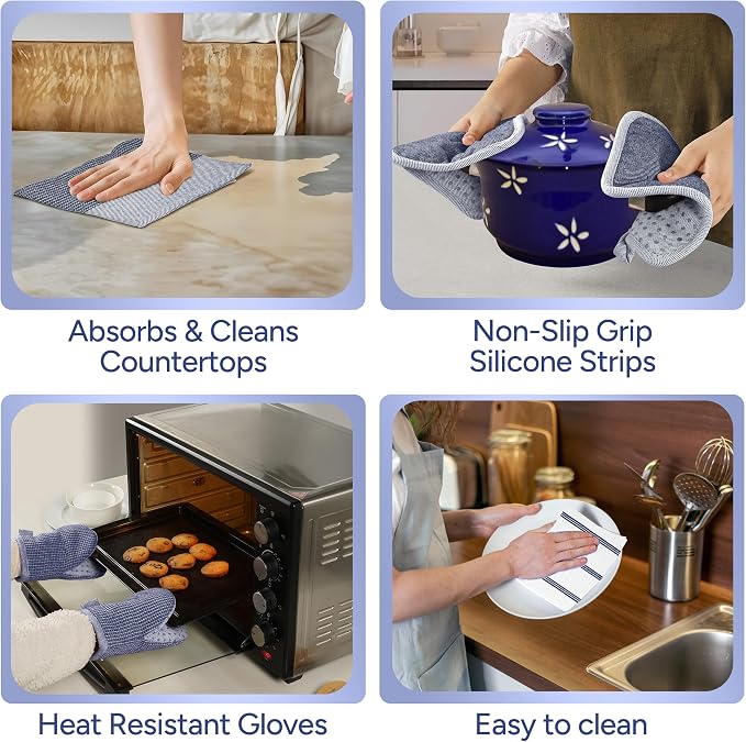 Casa Platino Mini Oven Mitts Set, 8-Piece – 500°F Heat Resistant Silicone Oven - Image 6