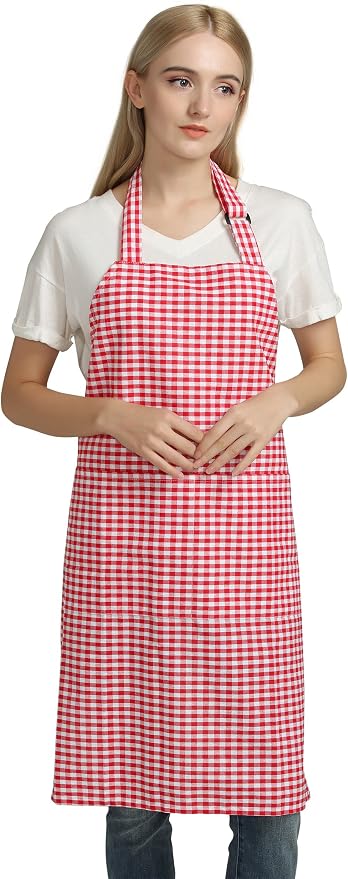 Vintage Gingham Kitchen Aprons Chef Bib Canvas Aprons Christmas Holiday Home - Image 2