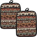Western Aztec Bear Oven Mitts Set, Camping Camper RV Gifts, Aztec Native Tribal by HUGANE