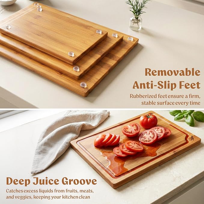 EDELHAUS Carbonized Bamboo Cutting Boards – Cutting Board Set of 3 Heat Treated - Image 7