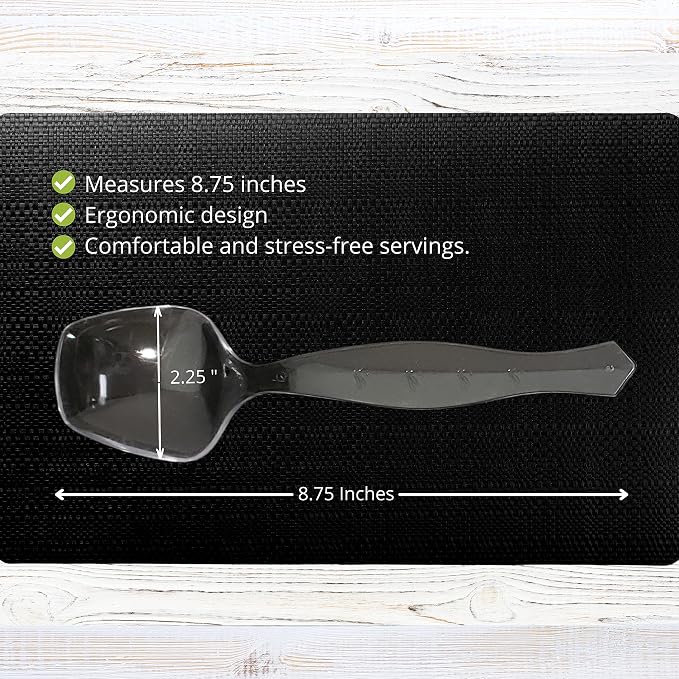 PARTY BARGAINS Disposable Clear Plastic Serving Spoons 8.75″ – Heavy-Duty Clear - Image 2