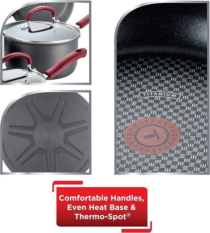 T-fal Ultimate Hard Anodized Nonstick Cookware Set 12 Piece, Oven Broiler Safe - Image 5