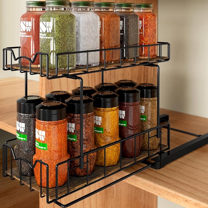 Simple Houseware 2-Tier Spice Rack Slide Out Wire Basket Drawer Organizer by SimpleHouseware