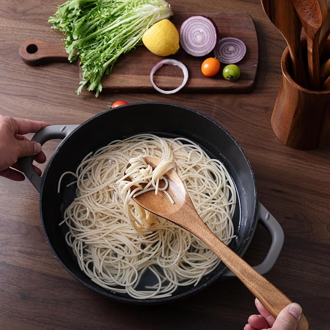 7 Piece Natural Acacia Wooden Kitchen Utensil Set - Image 5