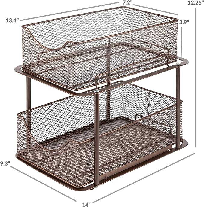 Sorbus 2 Tier Metal Under Sink Organizer - Image 3