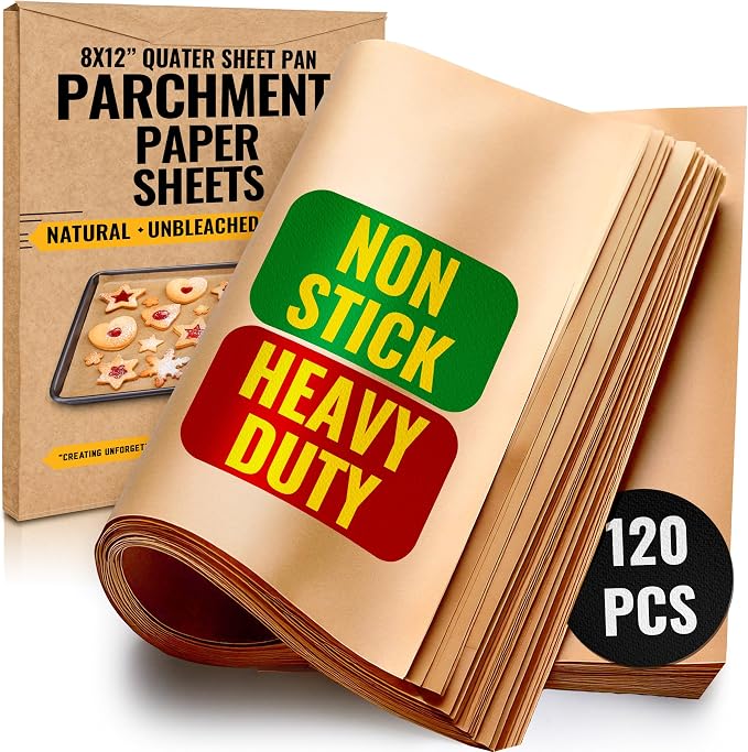 Quarter Sheet Pans 8x12 Inch Pack of 120 Parchment Paper Baking Sheets by by BakersSignature