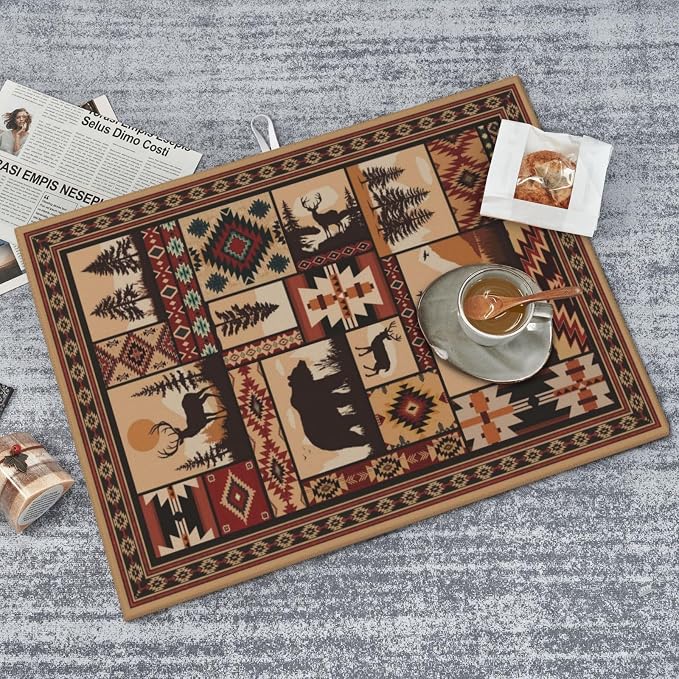 Western Wildlife Geometric Dish Drying Mat - Image 3