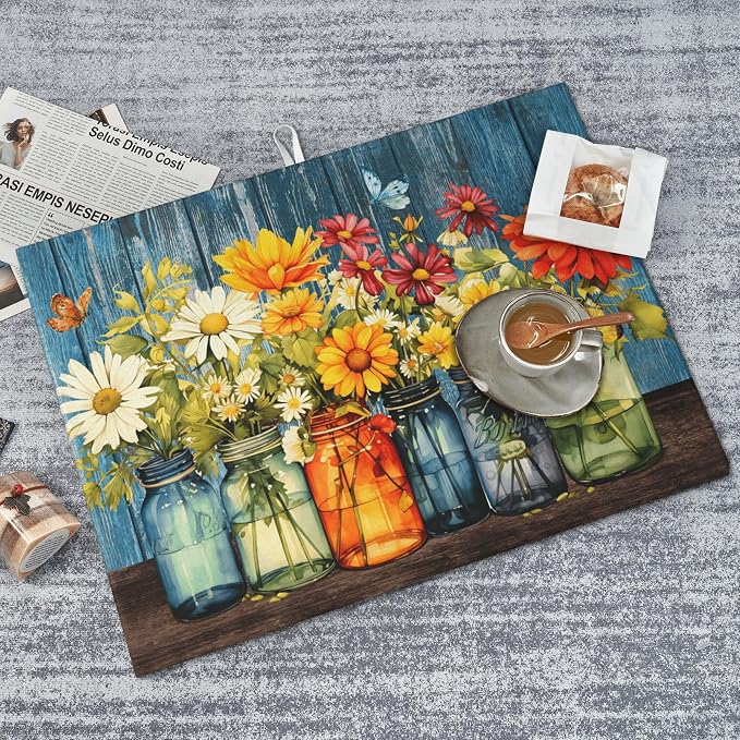 Daisy Dish Drying Mat for Kitchen Counter, Microfiber Floral Dish Mats for - Image 8