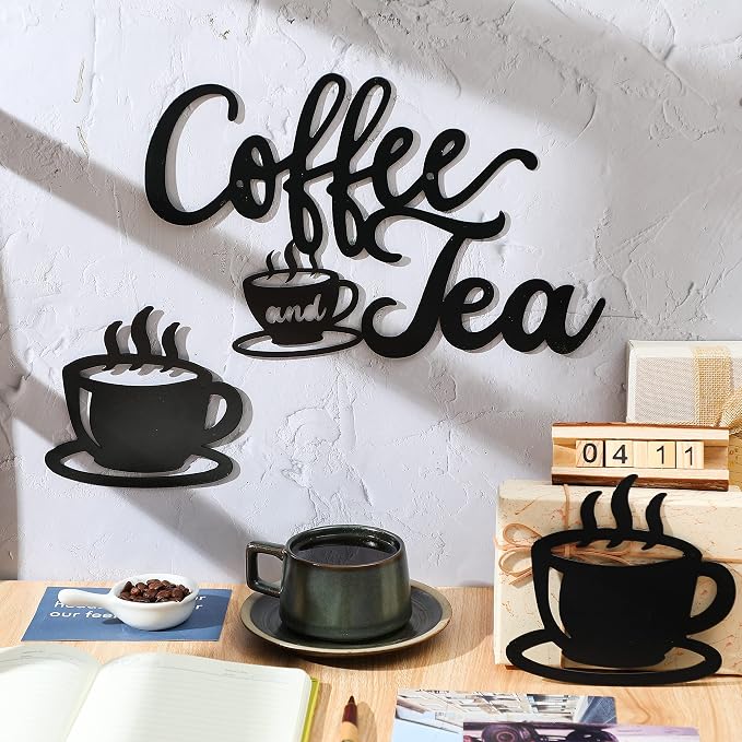 Ferraycle Rustic Metal Coffee Bar Signs Hanging Wall Decor - Image 2